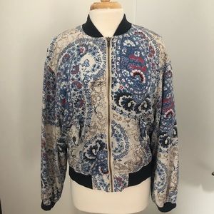 FREE PEOPLE FLORAL BOMBER JACKET